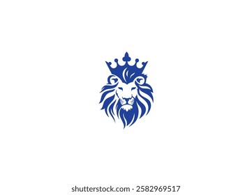 crown lion logo design with vector icon template