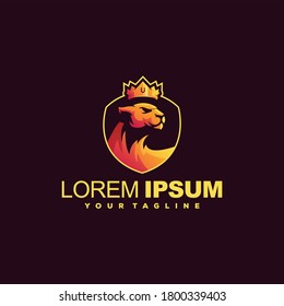 crown lioness gradient logo design