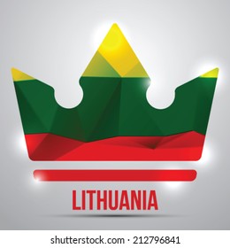 Crown with Lithuania Flag, isolated on white