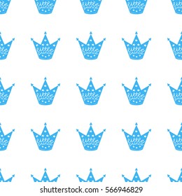 Crown Little Prince, vector Little Prince inscriptions for boys t-shirt design. Corona typography, fashion, textiles, hand-drawn illustration with crown and stars. Sketch background. Doodle design