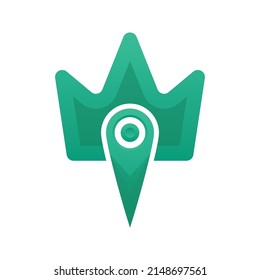 crown location gradient logo design template icon