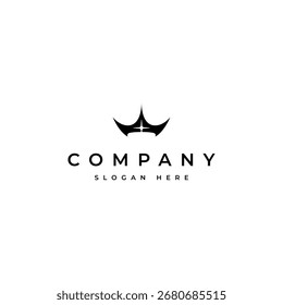 Logotipo de la corona en estilo de diseño de Vector negro abstracto