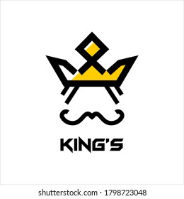 Crown Logo Abstract Design Vector Template, Geometric Black King Face Authority Icon Idea