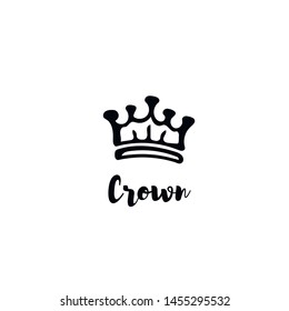 Crown logo   Black
hand-drawn crowns. elements for princesses isolated on white background.