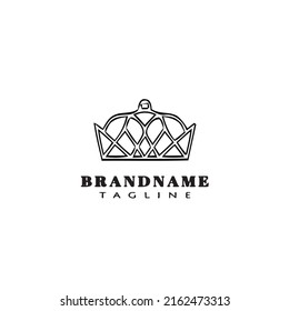 logo de la corona diseño de dibujos animados icono ilustración de vector aislado negro