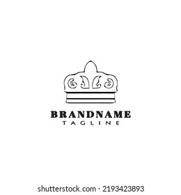 logo de la corona diseño de dibujos animados icono ilustración de vector aislado negro
