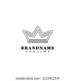 Kronlogo-Cartoon-Design-Vorlagensymbol-Konzept, moderne einzelne Vektorgrafik