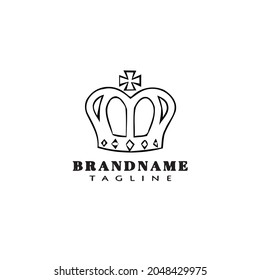 logotipo de la corona icono de dibujos animados plantilla de diseño negro lindo vector ilustración