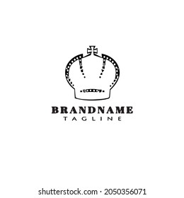 Kronlogo-Cartoon-Symbol-Design süß schwarz, moderne einzelne Vektorgrafik