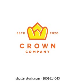 Crown Logo For Company. Monoline Icon And flat Vector. King Symbol Design Vector
