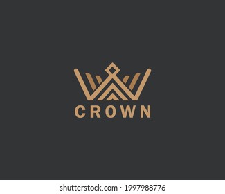 Crown logo creative line emblem sign symbol