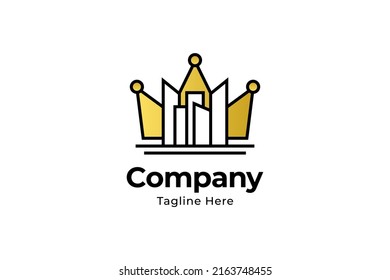 Crown logo desain. Apartment logos. Property king logo.
