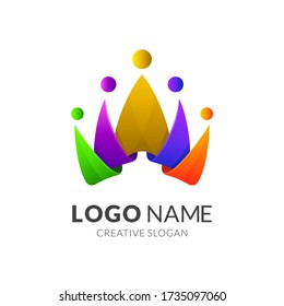 Crown Logo Design with 3D Colorful Style
