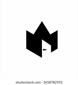 Diseño de logotipo de corona con puerta.