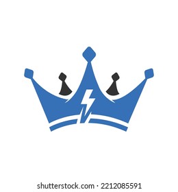 Crown logo design with electricity symbol. Electricity crown logo design