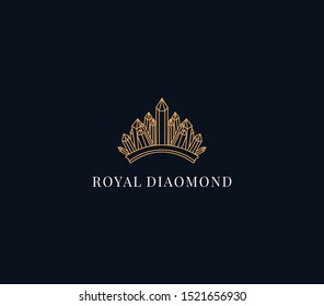 crown logo design element , diamond royal logo design template 