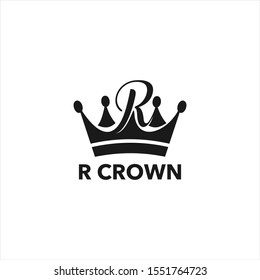 Crown logo design with the initial R vector in black flat color best for boutique or royal sign element template idea