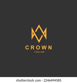 Crown logo design with line style and gold color