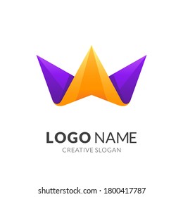 diseño del logotipo de la corona, estilo moderno del logotipo 3d en colores vivos degradados