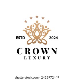 Crown logo design simple beautiful luxury jewelry king and queen princess royal templet illustration