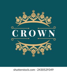 Crown logo design simple beautiful luxury jewelry king and queen princess royal templet illustration