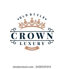 Crown Logo Design einfache schöne Luxus Schmuck König und Königin Prinzessin königliche Tempel Illustration