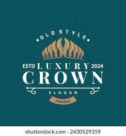 Crown logo design simple beautiful luxury jewelry king and queen princess royal templet illustration