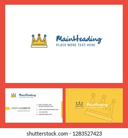 Crown Logo design with Tagline & Front and Back Busienss Card Template. Vector Creative Design