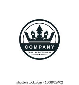 A crown logo design template. Awesome crown with circle logo. A crown with circle lineart logotype.