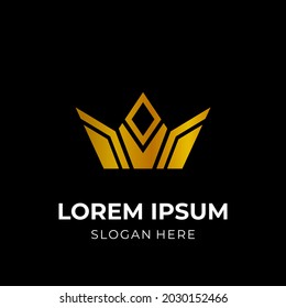 crown logo design template concept vector with flat gold color style