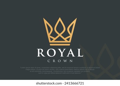 Plantilla de diseño del logotipo de la corona. Real, símbolo de lujo. Ilustración del vector.