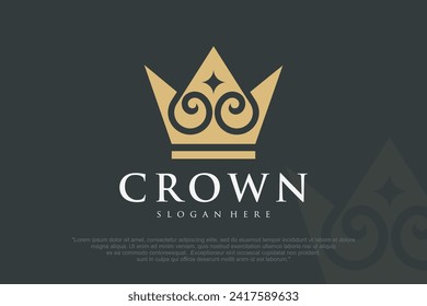 Plantilla de diseño del logotipo de la corona. Símbolo de lujo real, rey y reina. Ilustración del vector 