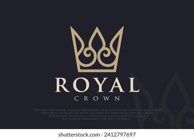 Crown Logo design Template. Royal,King Queen luxury symbol. vector illustration
