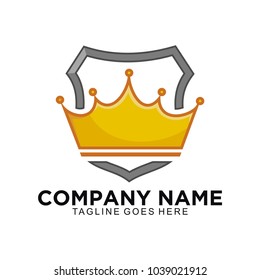 crown logo design template in shield concept and crown icon design