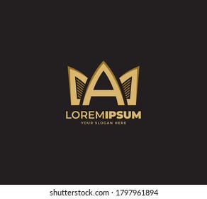 crown logo design vector, letter A logo design concept