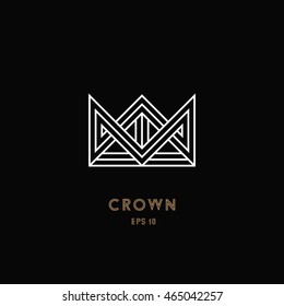 Crown logo, geometric monogram. Line design. Vector illustration EPS 10