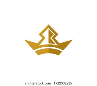 Logo de la corona icono del vector de lujo 
