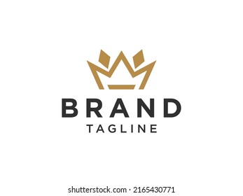 Kronenlogo. Goldform-Kronensymbol einzeln auf weißem Hintergrund. Für Markenzeichen und Beauty-Logos geeignet. Flaches Vectorlogo-Design-Vorlagenelement.