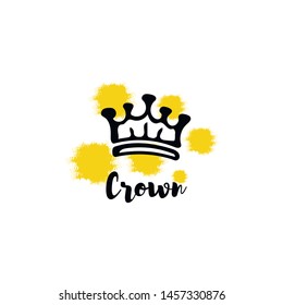 Crown logo graffiti icon. Black
hand-drawn crowns. elements for princesses isolated on white background.
