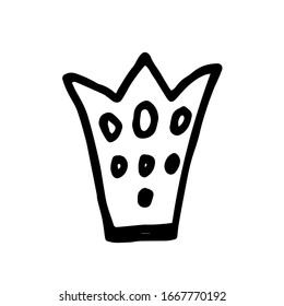 Icono de grafiti con el logo de la corona. Icono negro aislado en fondo blanco. Ilustración vectorial de Doodle. Símbolo de la reina princesa real. Diseño de esquema para dibujar tarjetas de felicitación, artículos promocionales para chicas, mujeres.