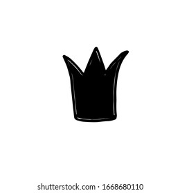 Icono de grafiti con el logo de la corona. Icono negro aislado en fondo blanco. Ilustración vectorial de Doodle. Símbolo de la reina princesa real. Diseño de esquema para dibujar tarjetas de felicitación, artículos promocionales para chicas, mujeres.