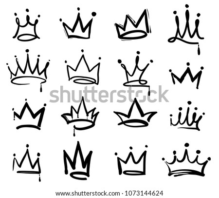 Crown logo graffiti icon. Black elements isolated on white background. Vector illustration.  Foto stock © 