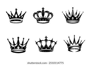 Crown logo icon Crowns vector set silhouettes isolated