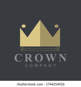 Crown logo icon design template with golden vintage shape. Symbol of royal and jewelry king, queen, princess. Modern line gold vector element illustration for brand company, hotel, fashion clothing
