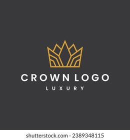 plantilla de diseño de icono de logotipo de la corona vector plano
