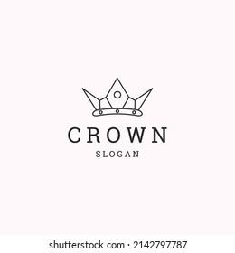 Plantilla de diseño plano de icono del logotipo de la corona 