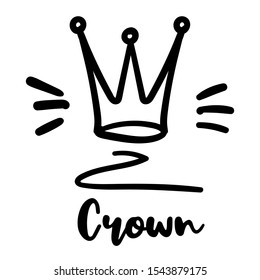 Crown logo icon. Queen, king, royal, princess, prince. isolated on white background. Hand drawn crown. Vector illustration