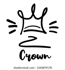 Crown logo icon. Queen, king, royal, princess, prince. isolated on white background. Hand drawn crown. Vector illustration