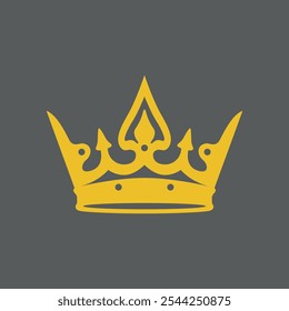 Crown logo icon. Crown silhouette, Realistic golden royal crowns decorated with precious stones heraldic shield and crossed swords isolated vector