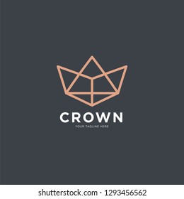Crown logo icon vector design. Royal king linear outline. - Vector  EPS 10